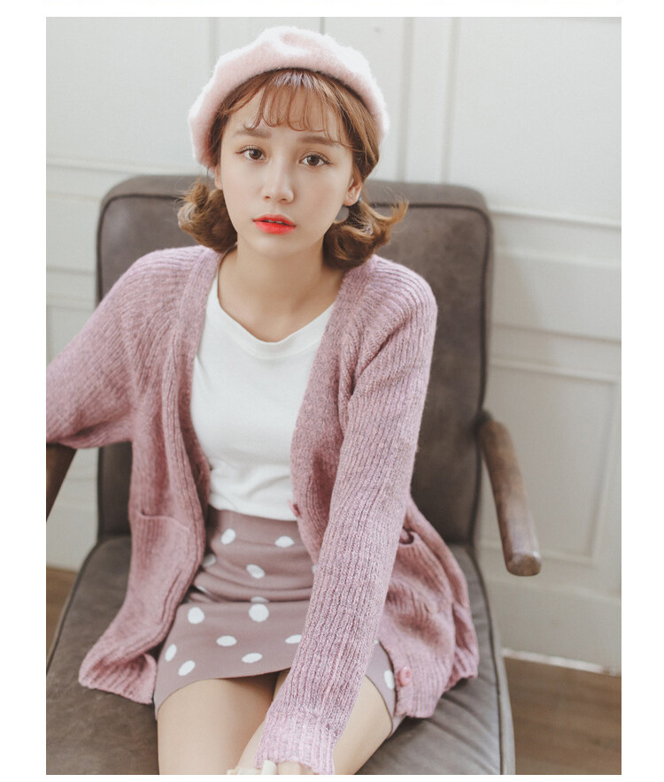 【水滴森林】ulzzang甜美学院风宽松慵懒针织衫