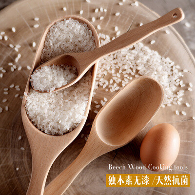 德国进口榉木制 木勺子长柄粥勺 无漆天然实木大小汤勺木质餐具
