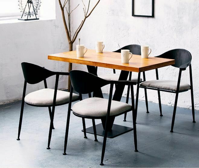 美式实木复古餐桌创意工作台铁艺办公桌实木酒吧桌长方桌书桌