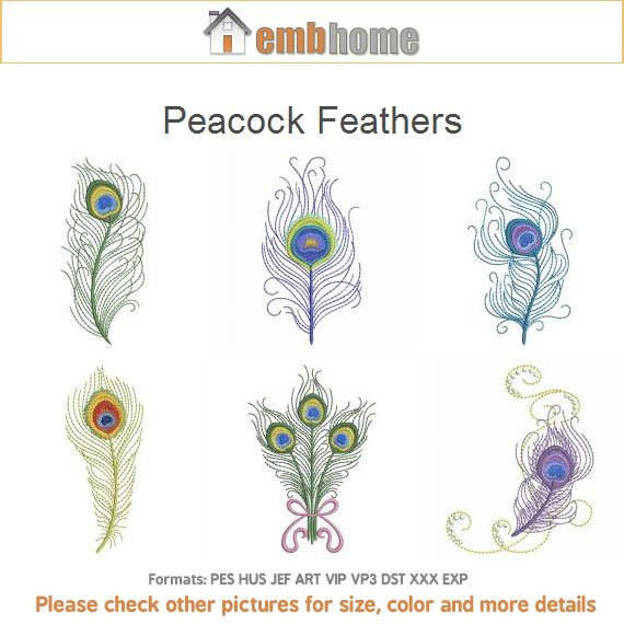 Peacock Feathers Bird Colorful Fashion Machine Embroidery Designs Pack
Instant Download 5x5 hoop 20 designs APE1606