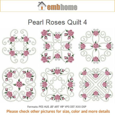 Pearl Roses Quilt 4 Heirloom Block Machine Embroidery Designs Instant
Download 4x4 5x5 6x6 hoop 10 designs APE1760