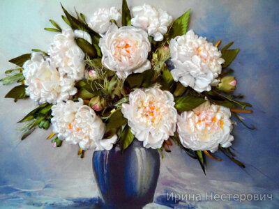 SilkRibbonembroidery peonies