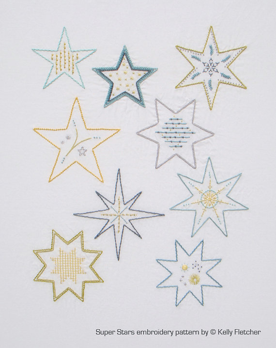 Super Stars hand embroidery pattern