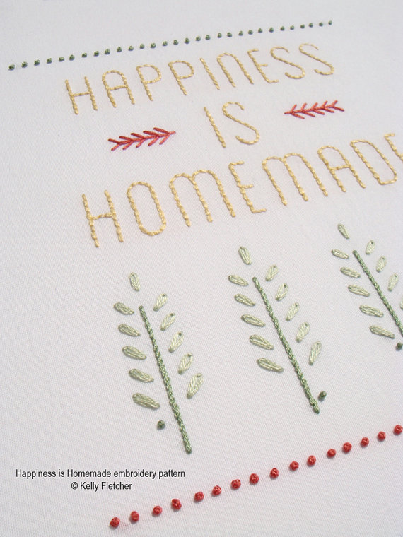 Happiness is Homemade hand embroidery pattern