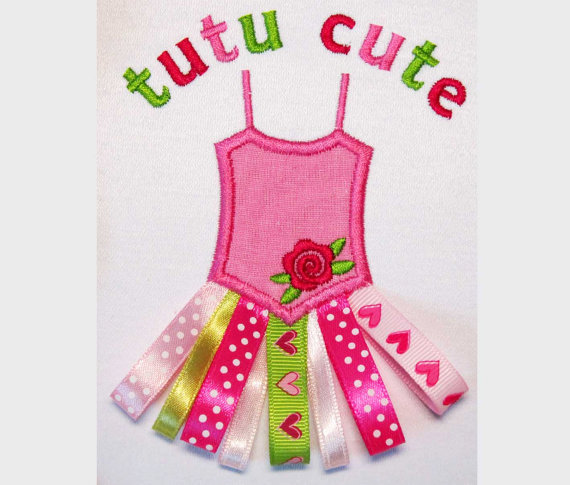 INSTANT DOWNLOAD Tutu Cute Applique Machine Embroidery Digital Design BA003