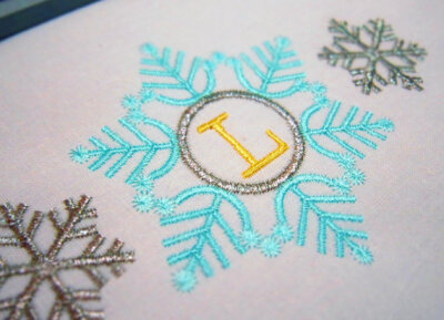 Snowflake Font Frame Christmas New Year Elegant Embroidery Design CHR025