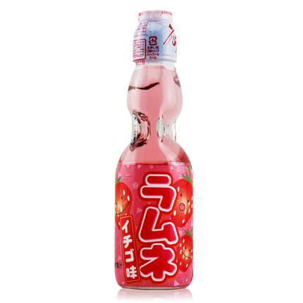 日本原装进口 哈达/哈塔波子汽水碳酸饮料含弹珠 草莓味200ml