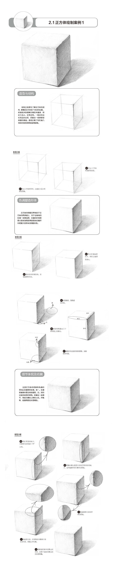 本案例摘自人民邮电出版社出版、爱林文化主编的《铅笔素描三步速成——石膏几何体》http://product.dangdang.com/23904884.html