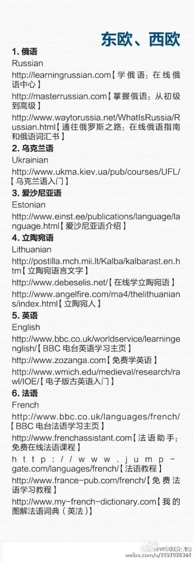 #【世界上大部分语言的学习网站】# 没有理由不扩散！速度收藏！有些网站需用谷歌镜像链接打开：OGoogle镜像
无须设置，快速使用谷歌搜索；OGoogto 学术搜索；O网页链接；