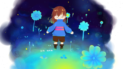 Undertale Frisk 回音花【背景有進步哟ヽ(✿ﾟ▽ﾟ)ノ 原创 】【SH】【放到最大会有神奇的事情發生】