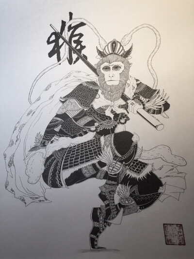 #4.13打线稿爷爷还跟我一起过年，爷爷走了，我很想他，边画边想～东方嘿嘿.carrie