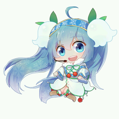 ♣沐湷搬运♣二次元 插画 女孩 VOCALOID 初音未来 snowmiku Q版 pixiv搬运侵删歉。 id=52200581