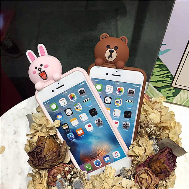 小众博物馆 布朗熊可妮兔立体趴趴iphone6 6s/plus硅胶手机壳
