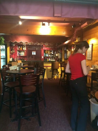 a waitress in red （restaurant&bar）