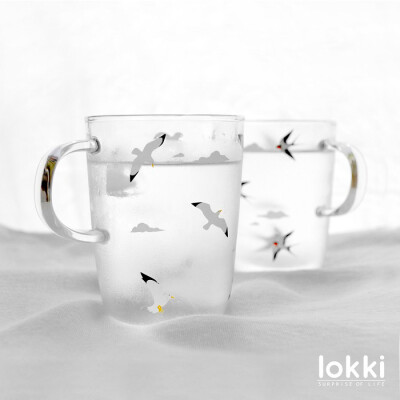 卡通动物玻璃杯迷你透明茶杯原创意飞鸟海鸥早餐牛奶杯清新水杯子