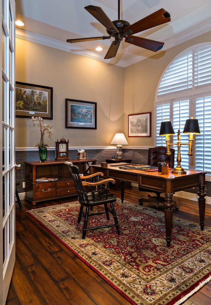古朴优雅的美式乡村风格四室两厅美式乡村书房装修效果图设计欣赏