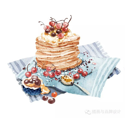 水彩插画美食手绘 清新