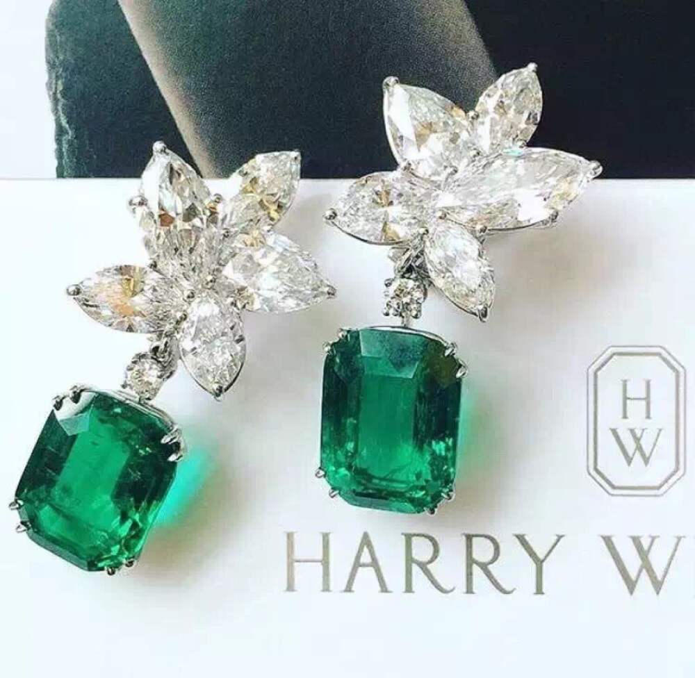 Harry Winston 祖母绿耳坠