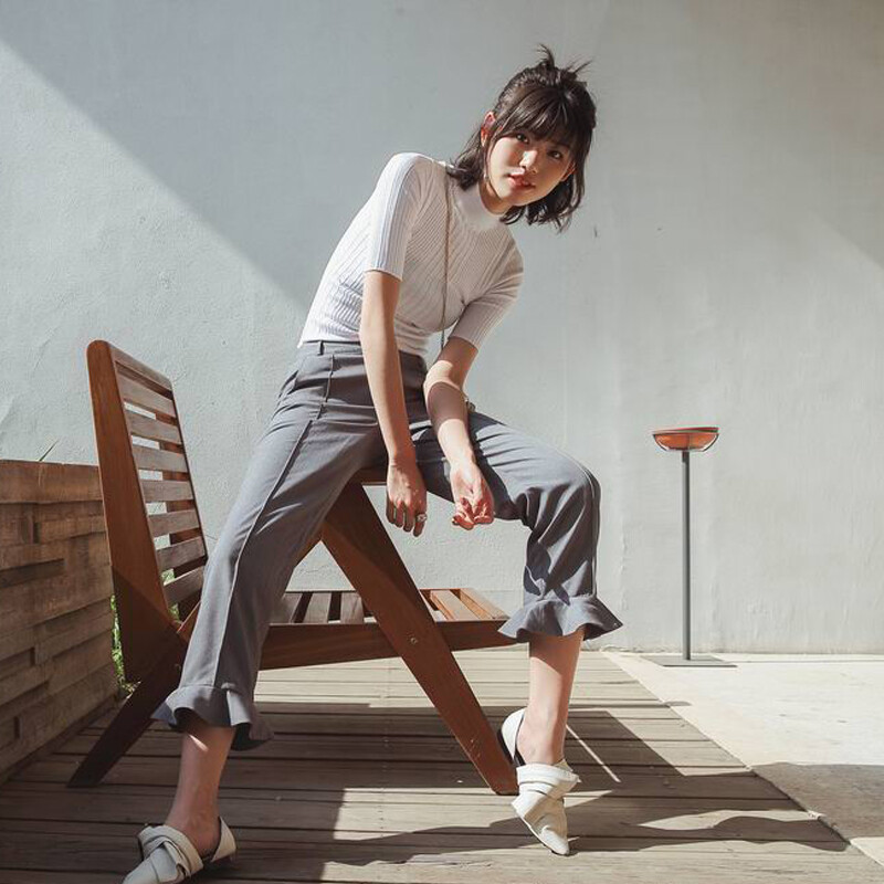 半袖冰丝微透针织衫