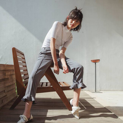 半袖冰丝微透针织衫