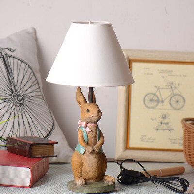春。美式乡村田园风装饰台灯树脂兔子造型儿童房台灯开学礼物