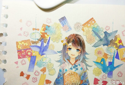 水彩 和服