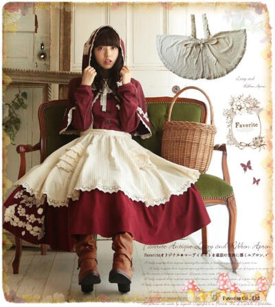现货。日本森女原创蕾丝纯棉麻罩裙/围裙/lolita森系罩裙