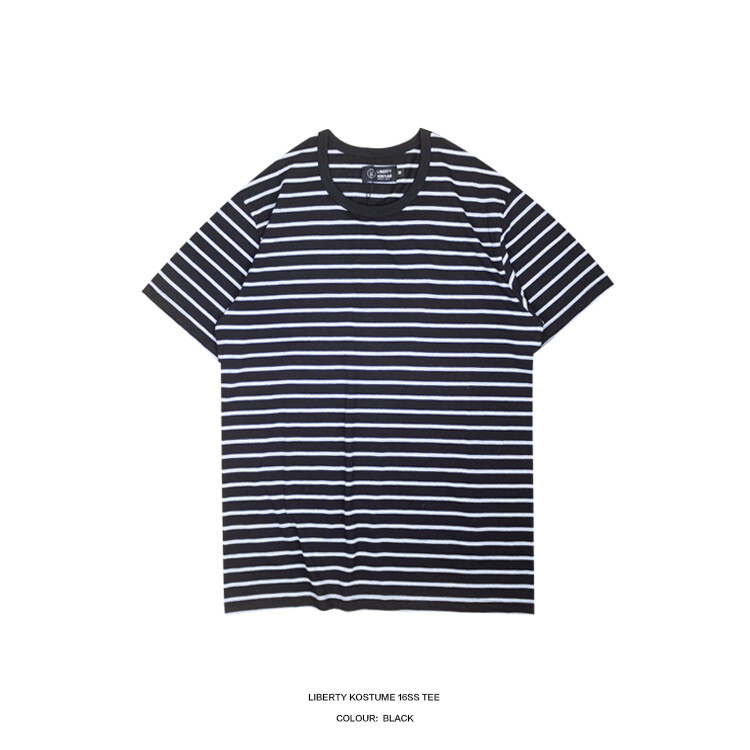 LIBERTY KOSTUME stripe tee 黑淡蓝条纹短袖