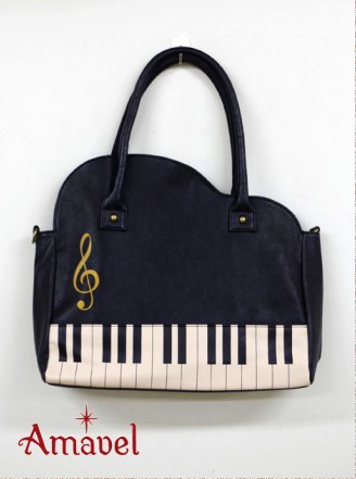 代购 Amavel ト音記号モチーフ入りピアノ型2wayバッグ钢琴包 预约