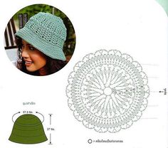 Green Bucket Hat free crochet graph pattern