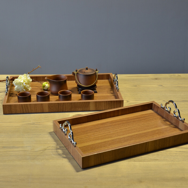 托盘长方形 新中式摆件样板房托盘木质 餐厅厨房茶几饰品茶盘木色