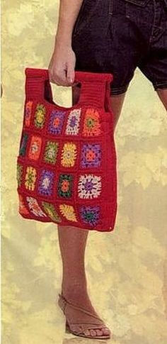 crochet granny square handbag, chart / diagram /// & more bags on link