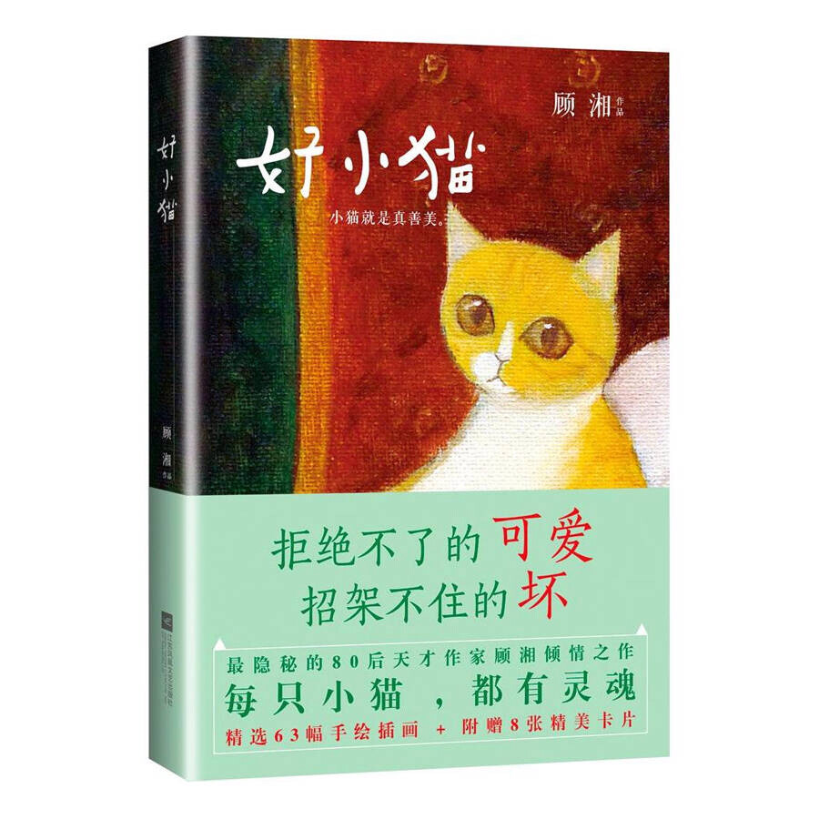 好小猫
顾湘从市区的家里搬出，住到郊区乡下一栋三层的小房子里。她带着两只心爱的小猫，一只叫小黄，一只叫双色球。顾湘说：“在小猫那里发生的时间，比我的要快。”她对小猫百般溺爱，清晨被小猫叫醒，陪它们在阳台玩耍。顾湘为她的小猫，以及世间所有小猫，她画了很多画，写了很多字。每只小猫，都有灵魂，它们的国度，充满奇幻与曼妙。