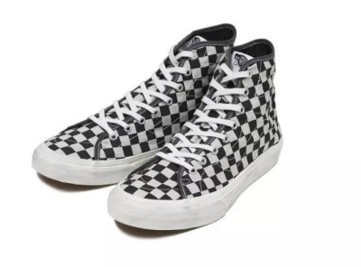 VANS SK8-HI 黑白格做旧高帮VN-018HGZM