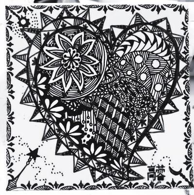 水溢楼原创手绘 禅绕画 zentangle 装饰画 图案设计 图形设计