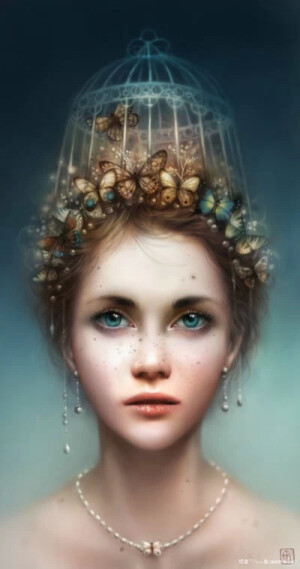 escume (Anna Dittmann) 唯美人物肖像插画美女与花卉插画梦幻插画肖像