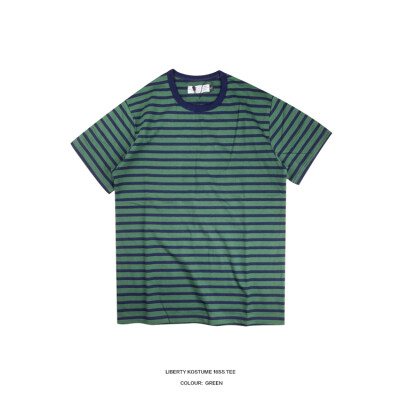 LIBERTY KOSTUME stripe tee 海军绿蓝条纹短袖