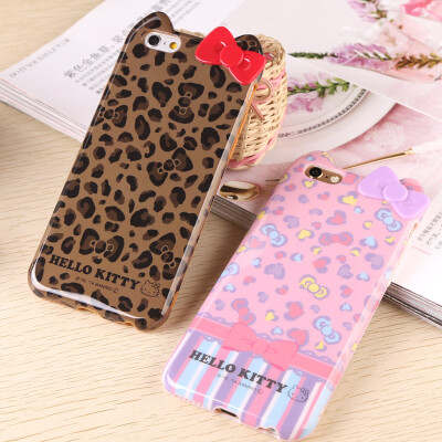 日本Hello Kitty苹果6S豹纹保护套4.7 iPhone6plus手机壳硅胶软壳