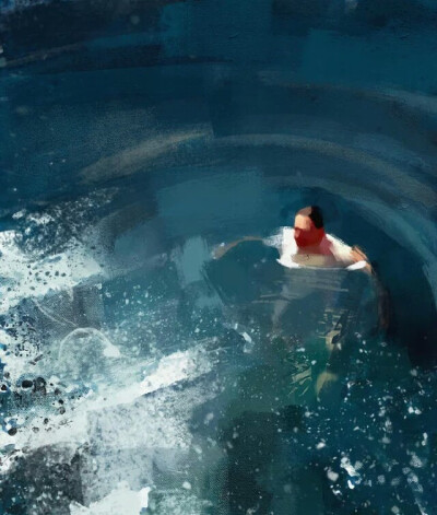 ：游进这片蓝，融化在里面。丨来自哥伦比亚画家 Pedro Covo