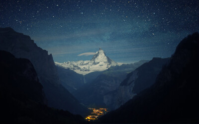 雪山，星空