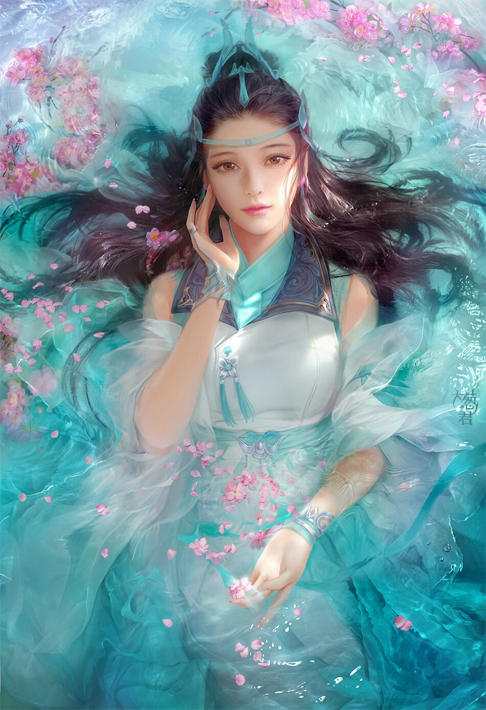 【桃花潭水深千尺，不及长歌送我情】 {大葱君画作} YIN [剑侠情缘叁 — 长歌] 点开中大图