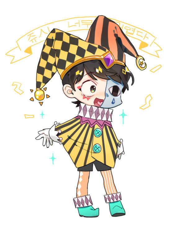 ♣沐湷搬运♣二次元 插画 动漫 阿松先生 可爱 小丑 面具 男子 十四松 twi:‏@Hiobio