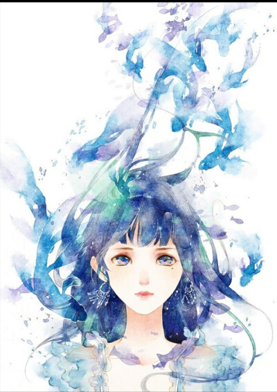 水彩画 动漫 美