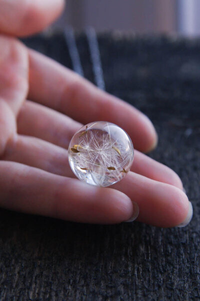 Dandelion Necklace - Resin Orb Globe Necklace - Make A Wish White Dream
- Real Dandelion Seeds Jewelry