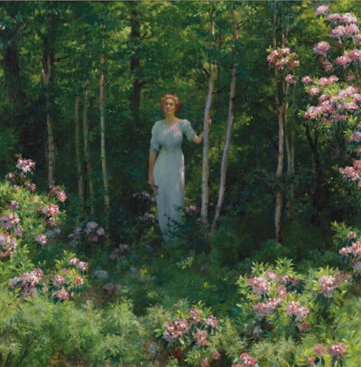 Charles Courtney Curran 查尔斯 考特尼 柯伦（1861-1942）美国画家
他一生中最大的爱好就是画鲜花与女人