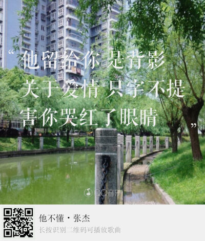 《他不懂》张杰“他留给你的是背影，关于爱情只字不提，害你哭红了眼睛”