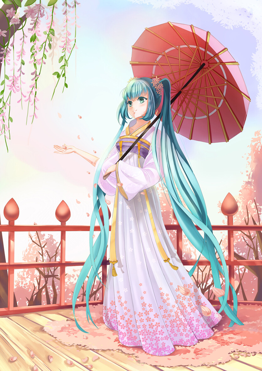 miku初音二次元雙馬尾賞櫻花v家