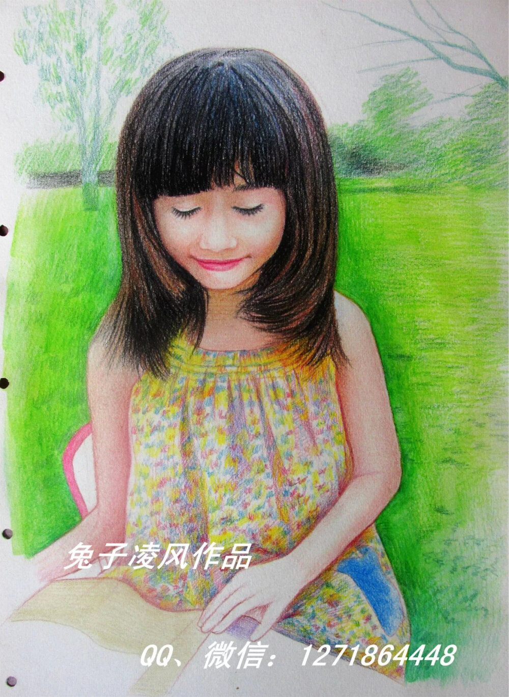 兔子凌风陶启全素描彩铅画手绘画画艺术