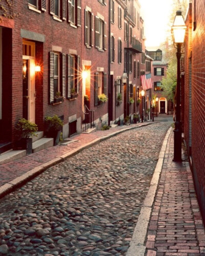 Acorn Street, Boston, Massachusetts, United States。美国波士顿风味小巷橡子街，位于波士顿市区Beacon Hill的深处，是根据当初殖民地的法规所设计的，也是波士顿出镜率最高的一条小街。橡子街很窄，两旁是红砖的…