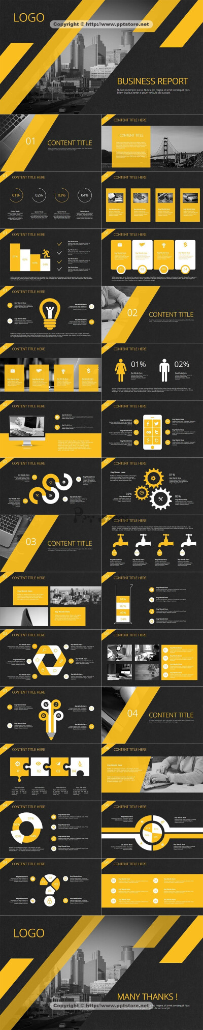 黄色高端商务总结汇报通用模板02PPT模板
